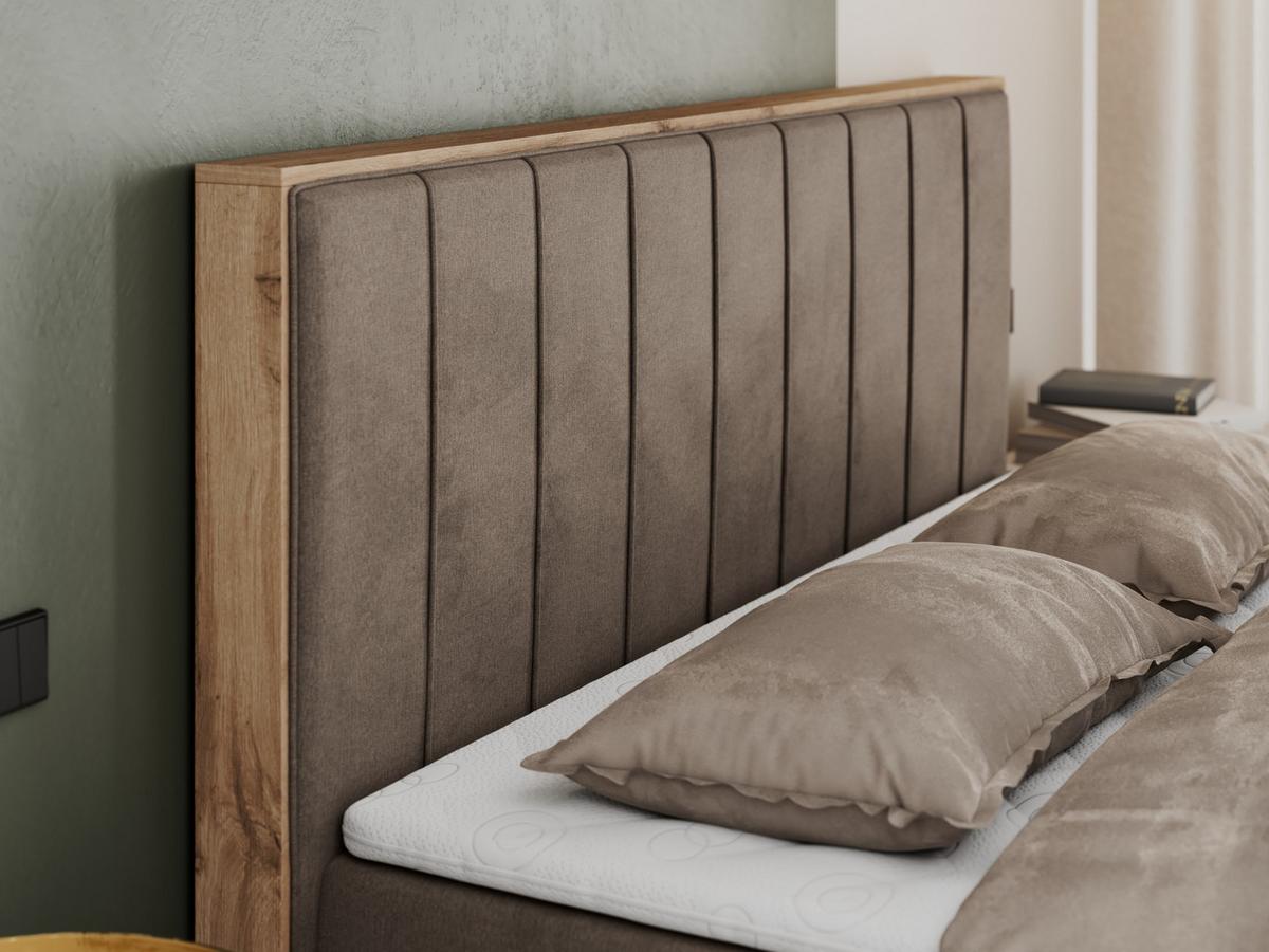 BOXBETT BELLISSIMO 160/200 Braun Velvet - H4 - Braun, Holz/Textil (160/200cm) - MKS