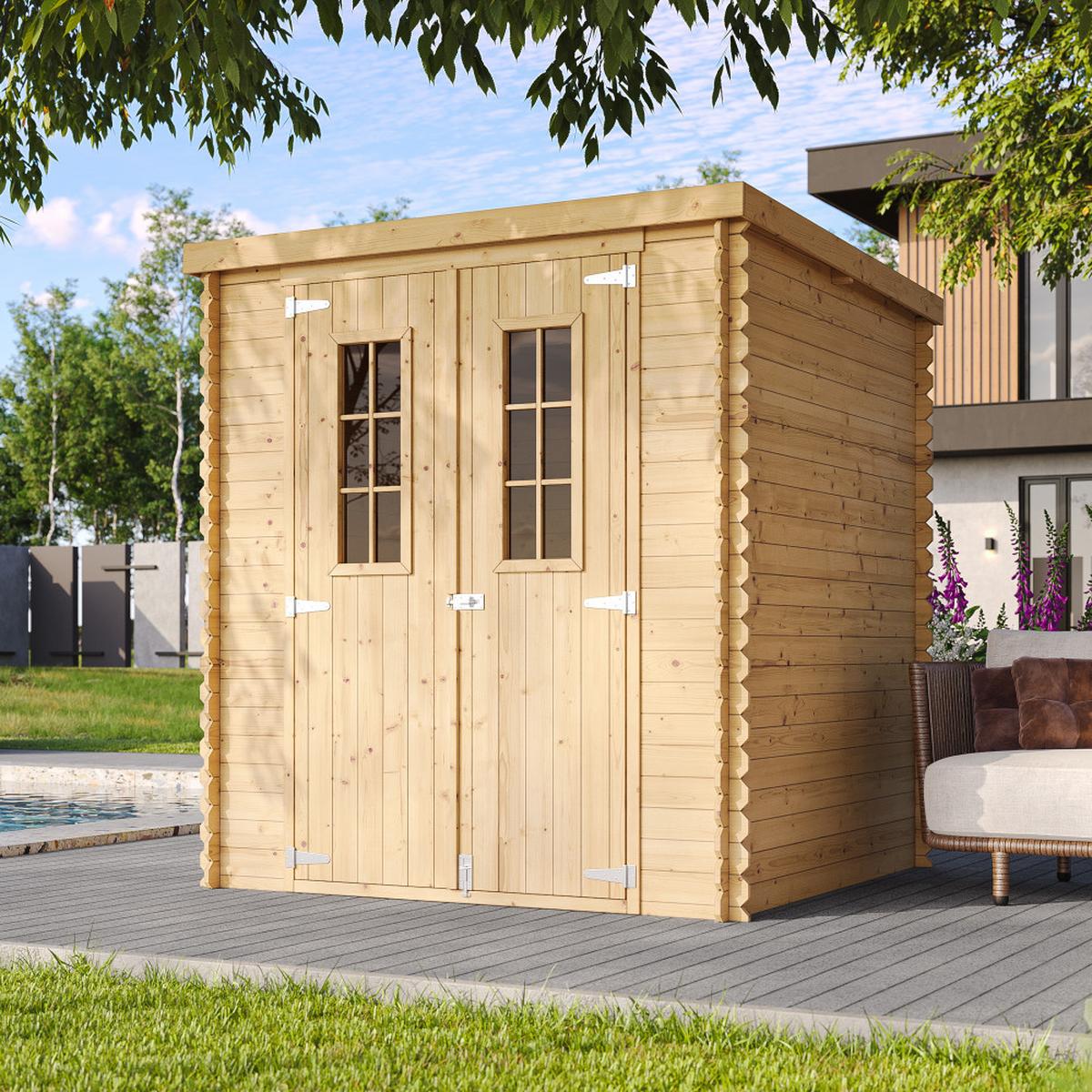 HOLZ-GARTENHAUS - B204xL204xH202 cm/ 3.53 m2 - M309C - Beige, Holz (204/200/204cm) - Timbela