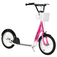KINDERROLLER Scooter Tretroller mit Bremse Korb höhenverstellbar Gummi Rosa - Rosa, Metall (139/58/96cm) - HOMCOM