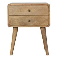 NACHTTISCH mit 2 Schubladen, Beige - Messingfarben/Braun, Holz/Metall (45/55/35cm) - Artisan Furniture