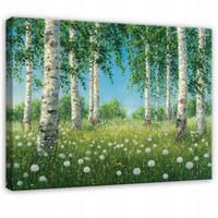 LEINWANDBILD Wald Birken Grün 120x80 cm - Multicolor, Holzwerkstoff (120/80cm) - Wallarena