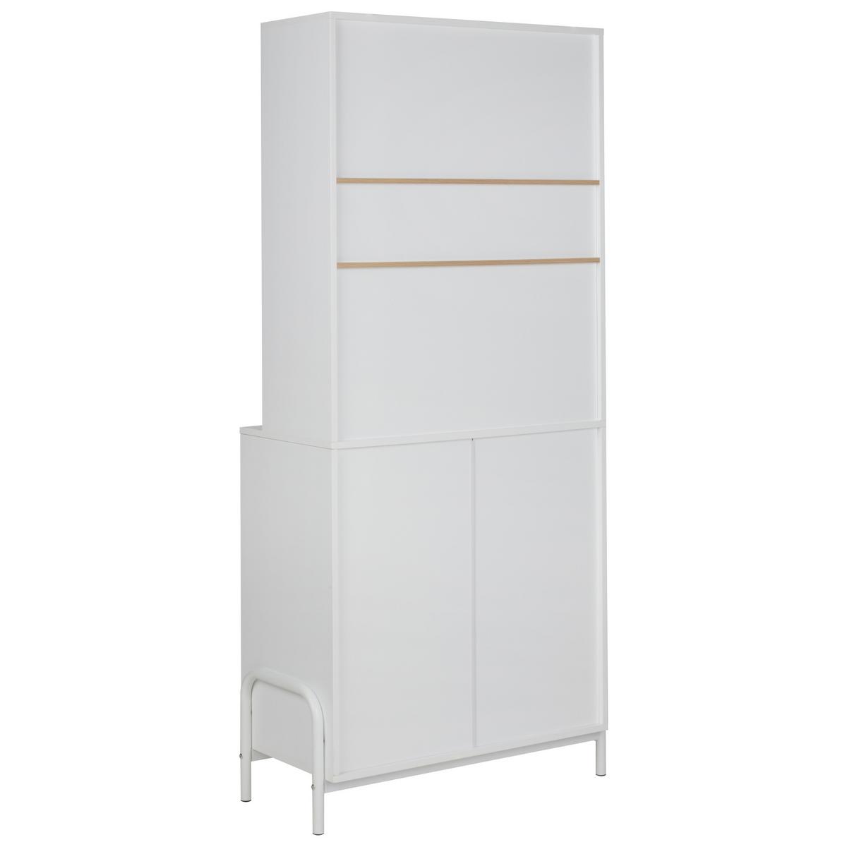 VITRINE mit Glastüren 82 cm Weiß Parlin - Weiß, Holzwerkstoff (82/180/40cm) - Beliani
