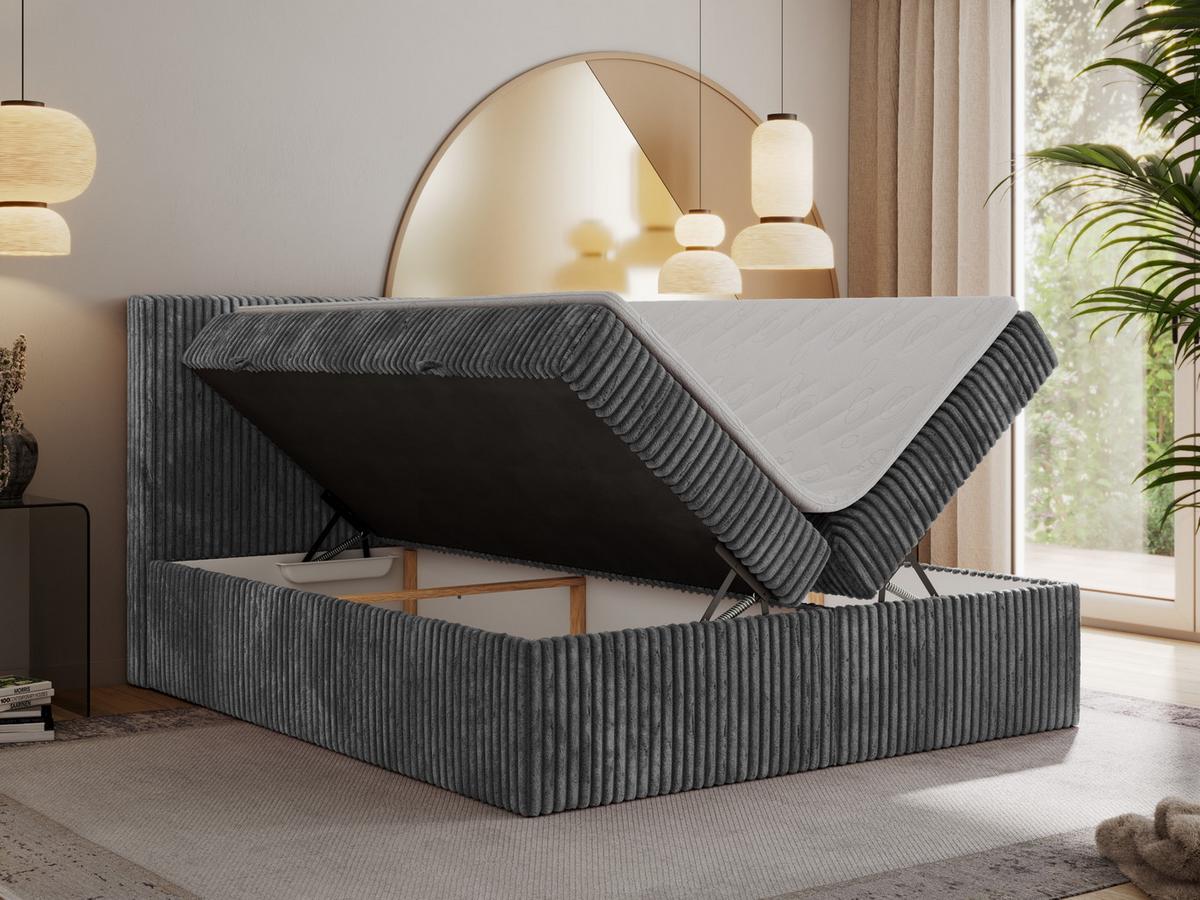 BOXBETT TILIANO 200/200 - Grau Cord - H3 - Grau, Textil (200/200cm) - MKS