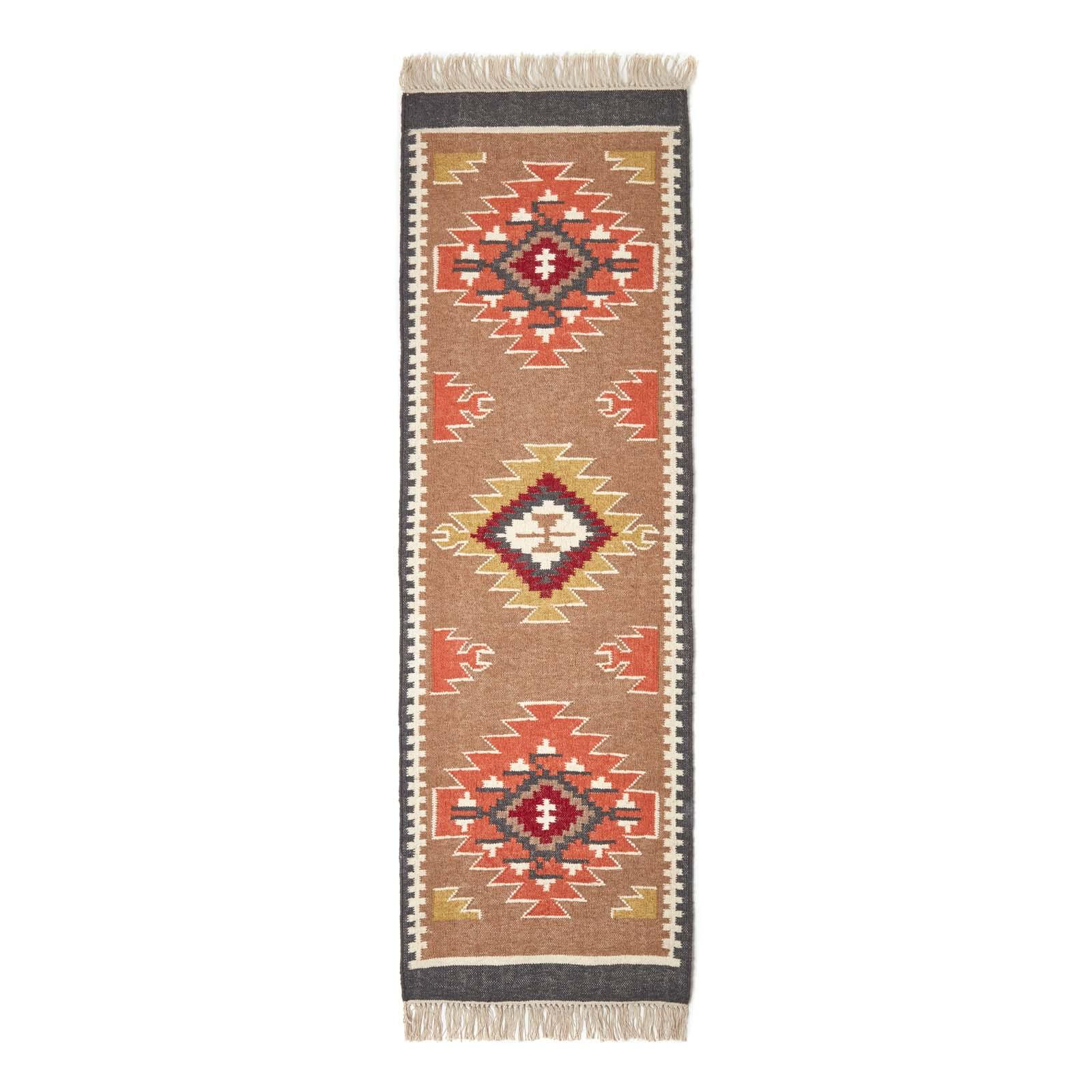 KELIM-TEPPICHLÄUFER Jaipur handgewebt 66/200 cm - Multicolor, Textil (66/200cm) - Homescapes