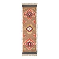 KELIM-TEPPICHLÄUFER Jaipur handgewebt 66/200 cm - Multicolor, Textil (66/200cm) - Homescapes