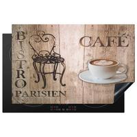 HERDABDECKPLATTE Bistro Parisien - Café - Kaffee - Jahrgang Induktionsschutz 81.6x52.7 cm - Cappuccino, Kunststoff (81.6/52.7/0.2cm) - MuchoWow