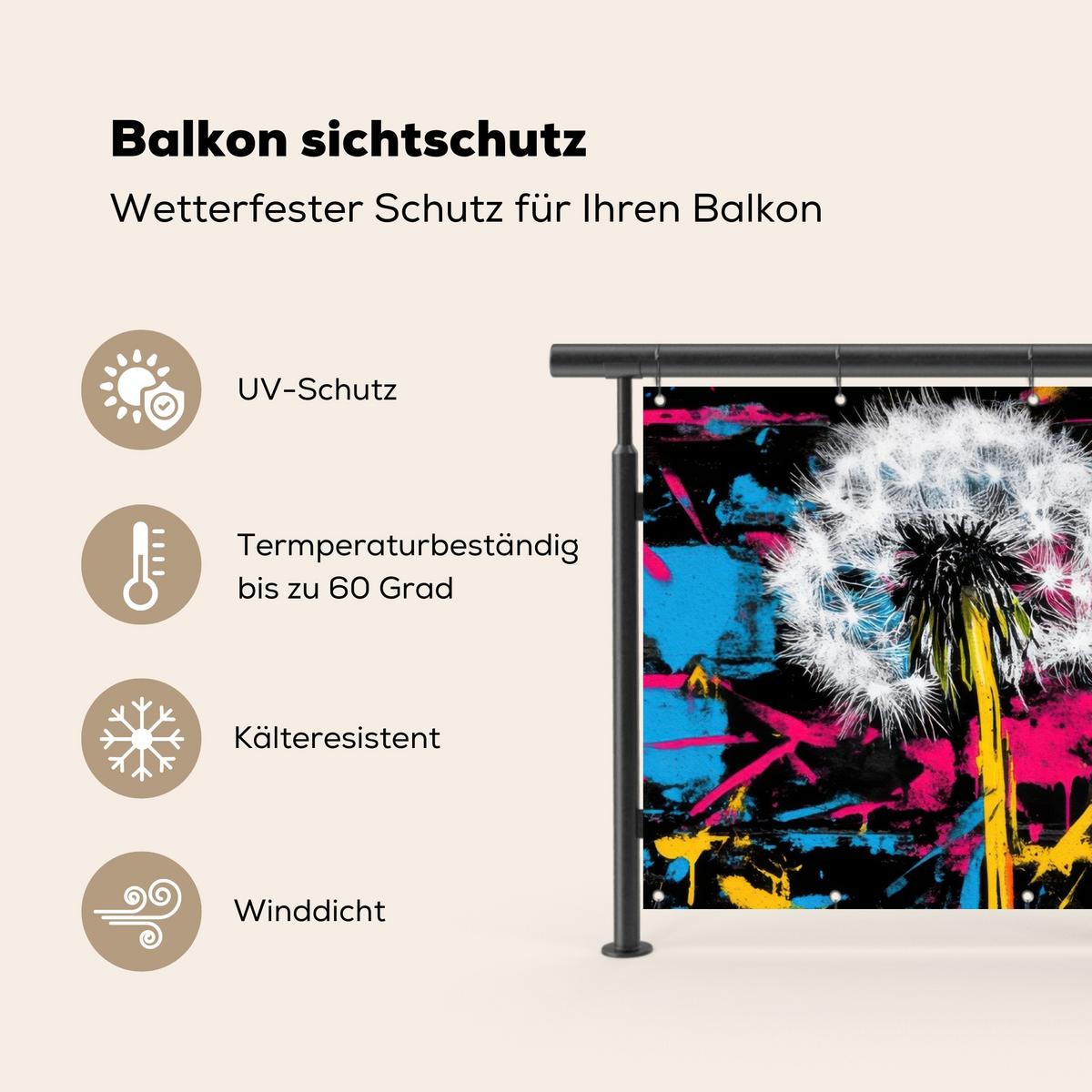 BALKON-SICHTSCHUTZ Straßenkunst - Bunt - Wand Witterungsbeständig 200x110 cm - Schwarz, Kunststoff (200/110cm) - MuchoWow