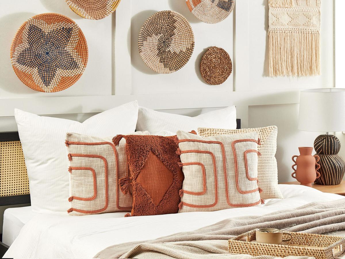 DEKOKISSEN 2er-Set Hellbeige 45/45 cm Pleione - Beige, Naturmaterialien/Textil (45/45cm) - Beliani
