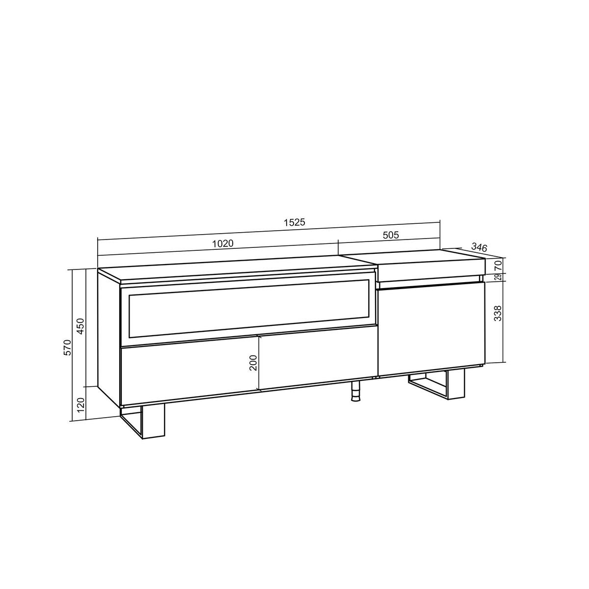 LOWBOARD mit Elektrokamin, Weiß, Schwarz, 150/35/57cm - Weiß, Holzwerkstoff (150/57/35cm) - Skraut Home
