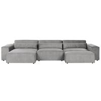 ECKSOFA Modul 4-Sitzer rechtsseitig Grau Stoff mit Ottomane Hellnar - Dunkelgrau, Textil (176/364cm) - Beliani