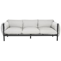 GARTENSOFA 3-Sitzer Aluminium hellgrau/schwarz Esperia - Schwarz/Grau, Metall (211/80/96cm) - Beliani