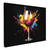 LEINWANDBILD Wein - Glas - Graffiti - Getränk - Rot - Farbe Wandbild 40x30 cm - Weinrot, Textil (40/30cm) - MuchoWow