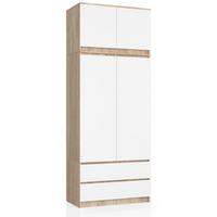 KLEIDERSCHRANK Eiche Sonoma, Weiß 234/90/51 - Weiß/Sonoma Eiche, Holzwerkstoff (90/234/51cm) - RAUMHIRSCH FURNITURE