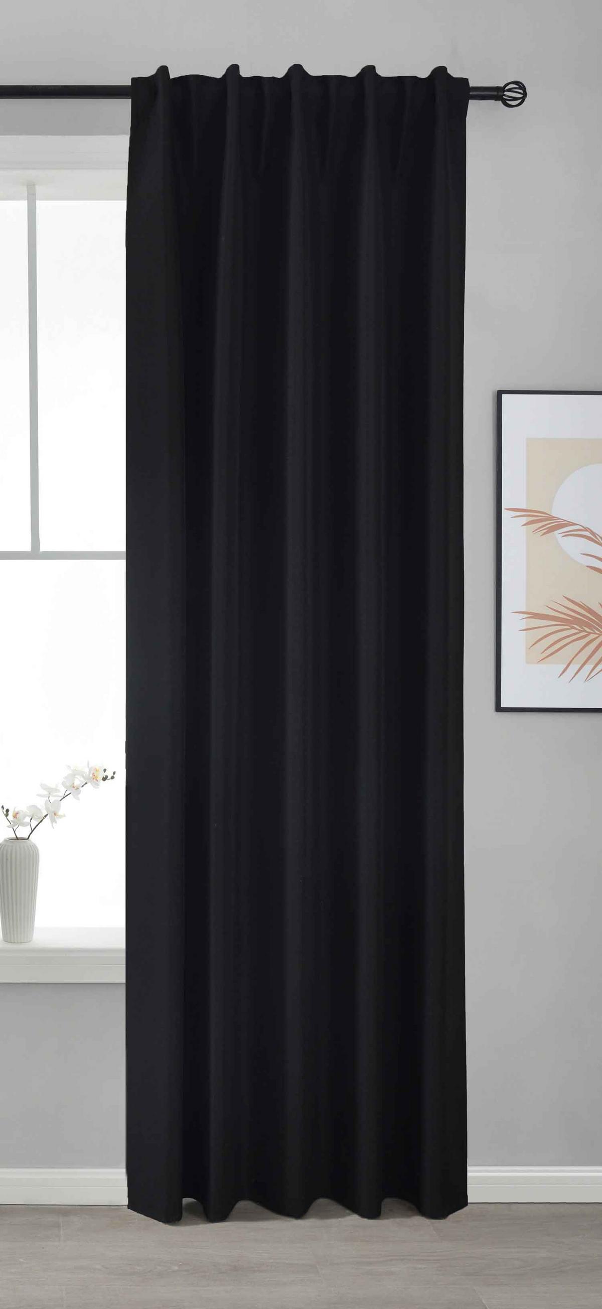 VORHANG BOSTON DARK HxB 245x140 cm Schwarz - Schwarz, Textil (140/245cm) - Gardinenbox