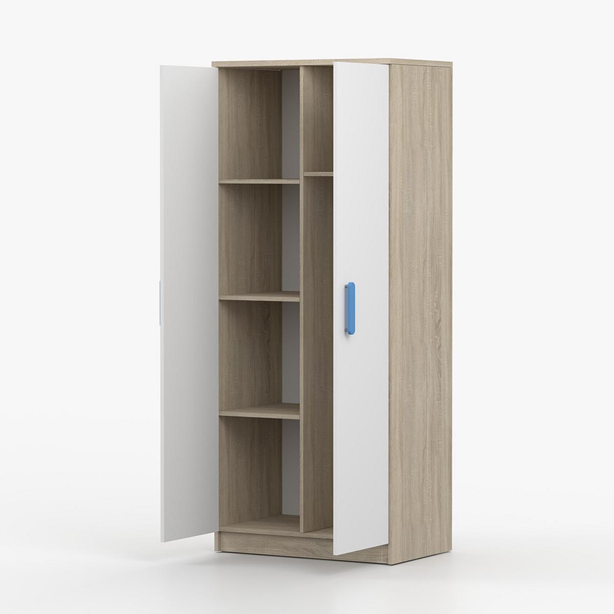DREHTÜRENSCHRANK 80/192/50 cm 2-türig Jonas III 06 Sonoma Eiche/Weiß + blaue Griffe - Blau/Weiß, Holz/Holzwerkstoff (80/192/50cm) - imoebel24