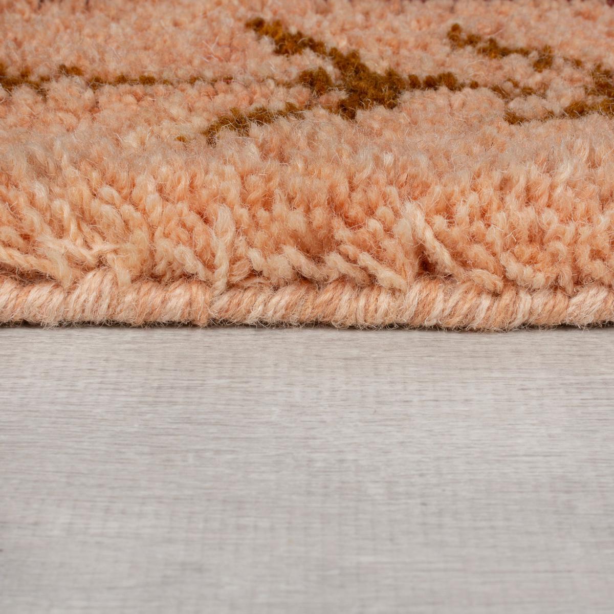 WOLLTEPPICH BRUE, mit Rautenmuster, Pfirsich, 200 x 290 cm - Orange, Textil (200/290cm) - KADIMA DESIGN