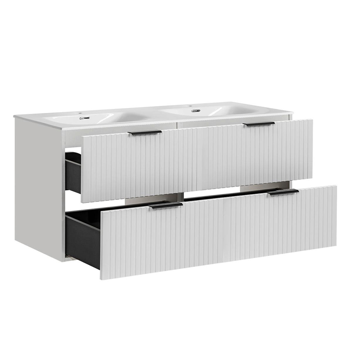 BADMÖBEL 120.4cm Adriel 2er-Set Weiß - Weiß, Holzwerkstoff (120.4/57/46cm) - Petits-meubles