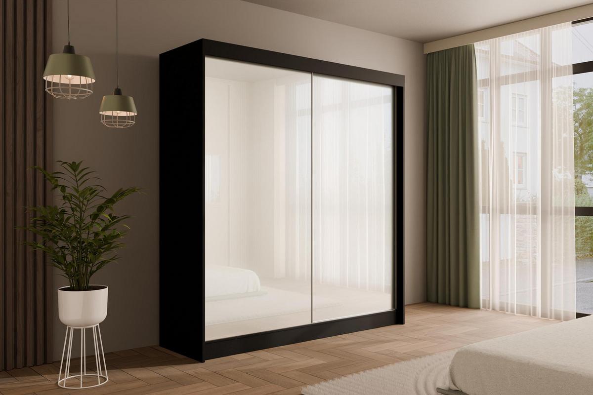 KLEIDERSCHRANK PEKA - 200 cm - Schwarz|Weiß - Schwarz/Weiß, Holzwerkstoff (200/215/61cm) - ALTDECOR