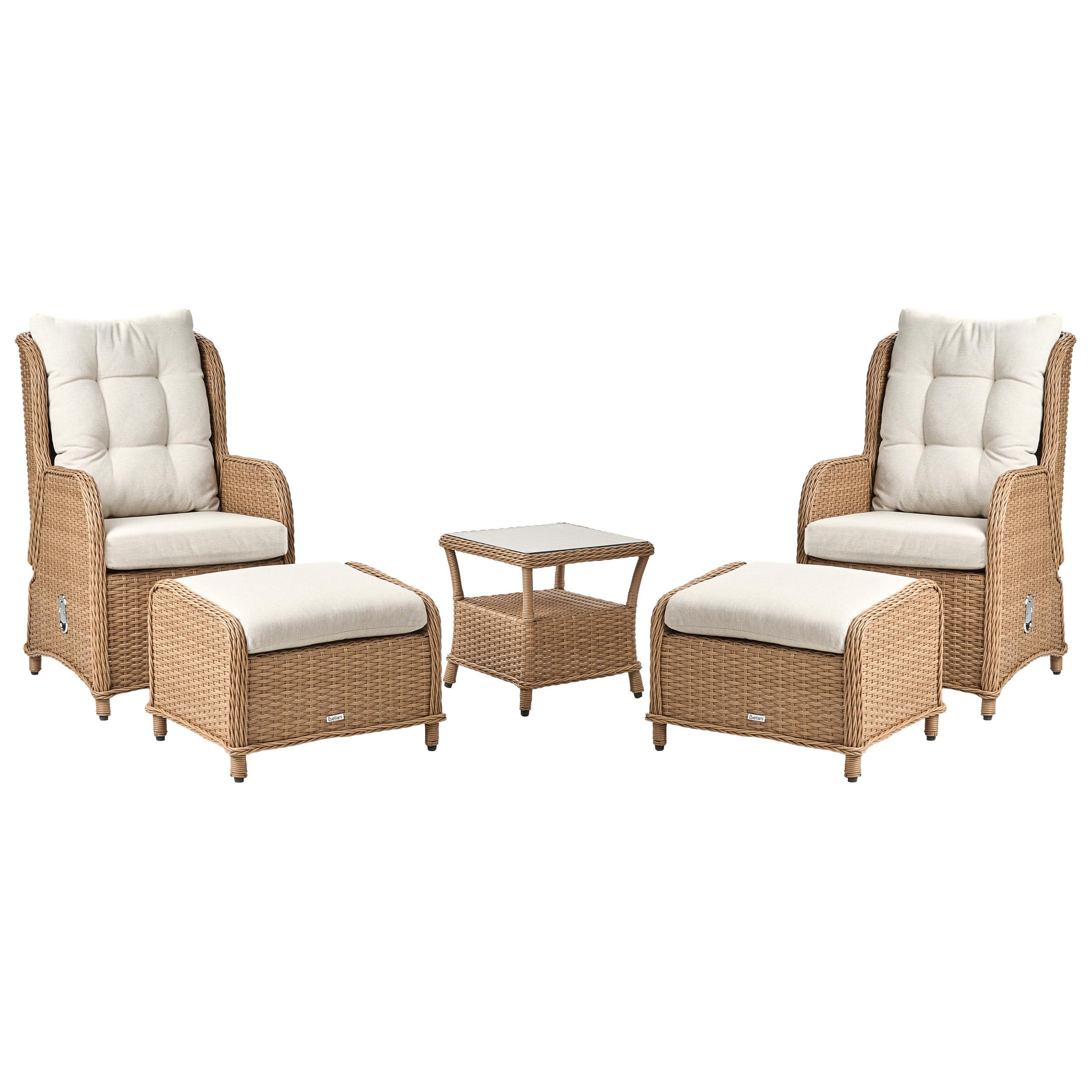 LOUNGE-SET Braun Ponza - Creme/Braun, Kunststoff (60/104/68cm) - Beliani