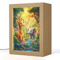 NACHTTISCHLAMPE Giraffe - Elefant - Blumen - Dschungel 15x20 cm - Grün, Holzwerkstoff (8/15/20cm) - OnlyWow
