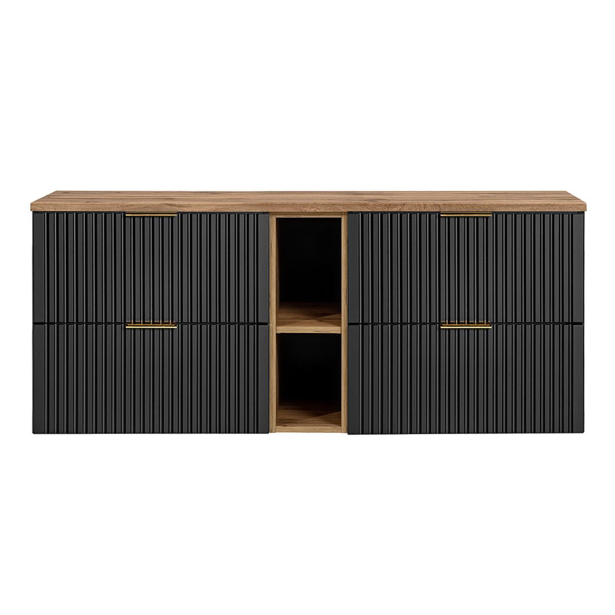 WASCHTISCHUNTERSCHRANK 140.8cm Adriel Schwarz - Schwarz, Holzwerkstoff (140.8/59/46cm) - Petits-meubles