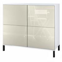 KOMMODE Rova Creme Hochglanz - Creme, Holzwerkstoff (92.5/83.5/35cm) - Vladon