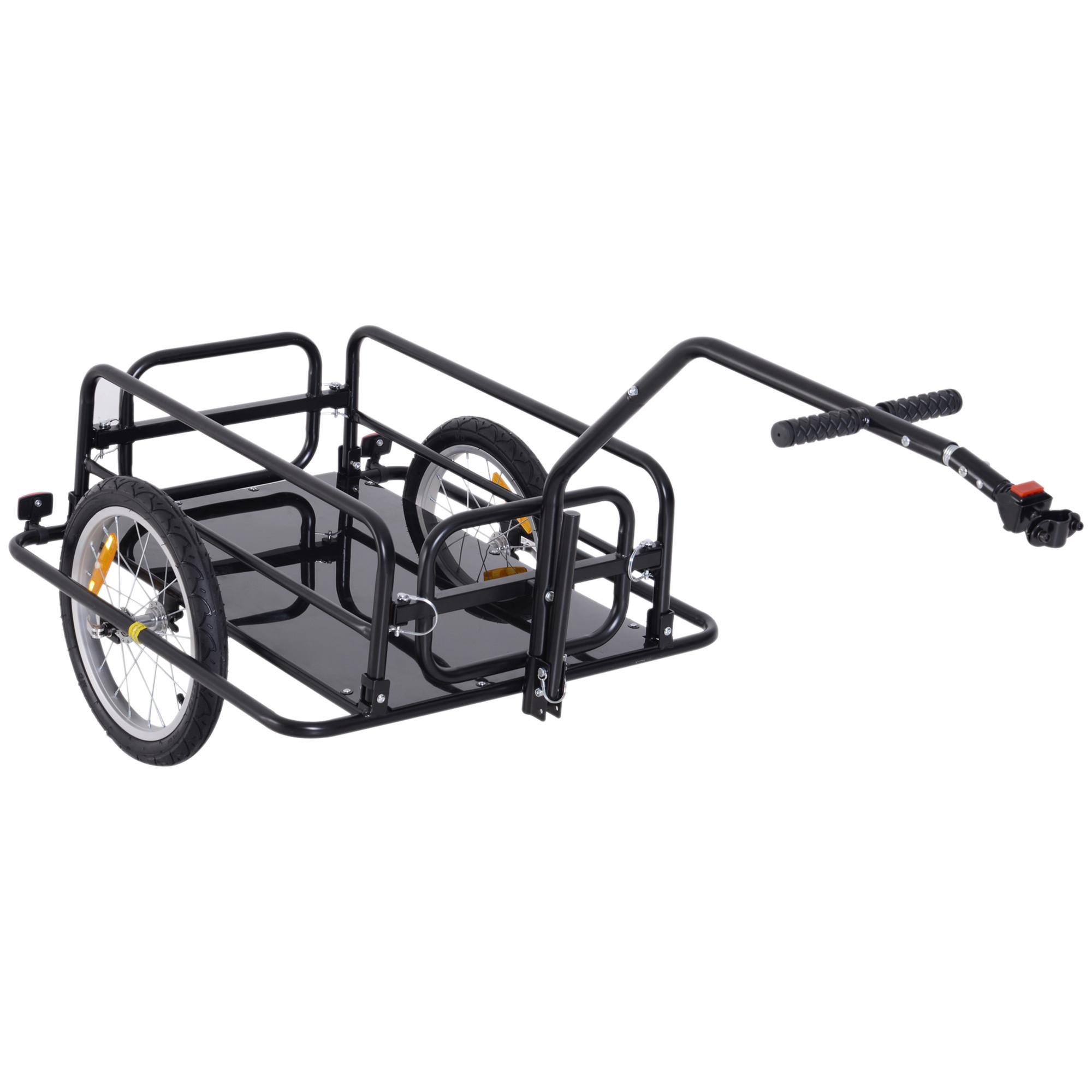 FAHRRADANHÄNGER Lastenanhänger 40 kg Belastbarkeit Transportanhänger klappbar - Schwarz, Metall (71.5/77/155cm) - HOMCOM