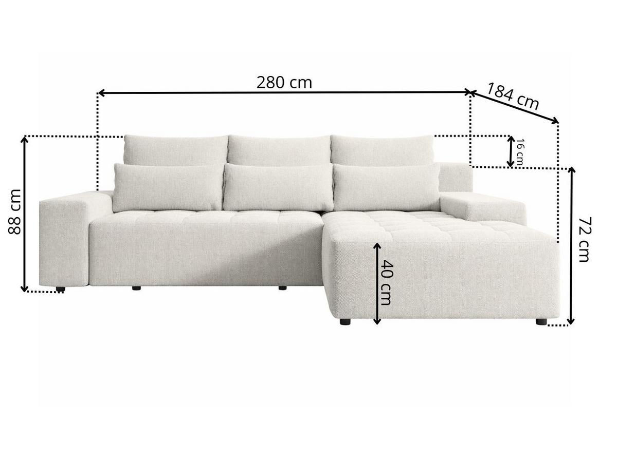 ECKSOFA Vento Weiß - Schwarz/Weiß, Holz/Kunststoff (280/184cm) - Graingold