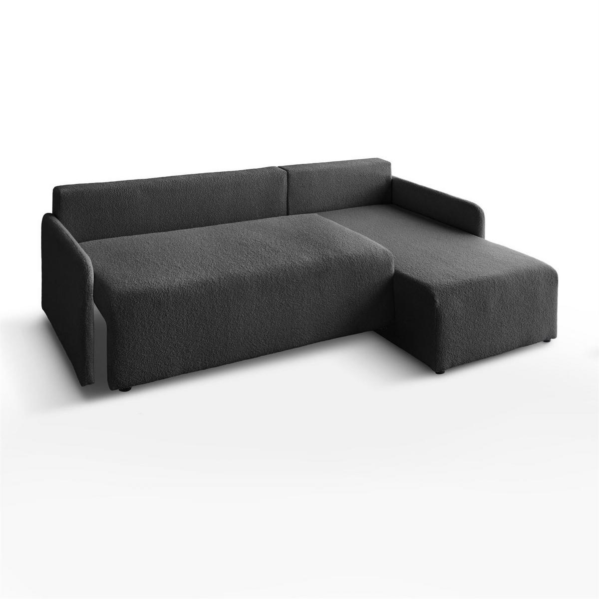 ECKSOFA CUDDLE mit Schlaffunktion und Bettkasten, Quelle 92 - Dunkelgrau, Textil (213/145cm) - Lookway
