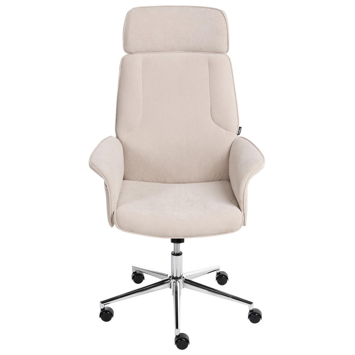 BÜROSTUHL Hellbeige Pilot - Beige/Silberfarben, Textil (72/117/72cm) - Beliani