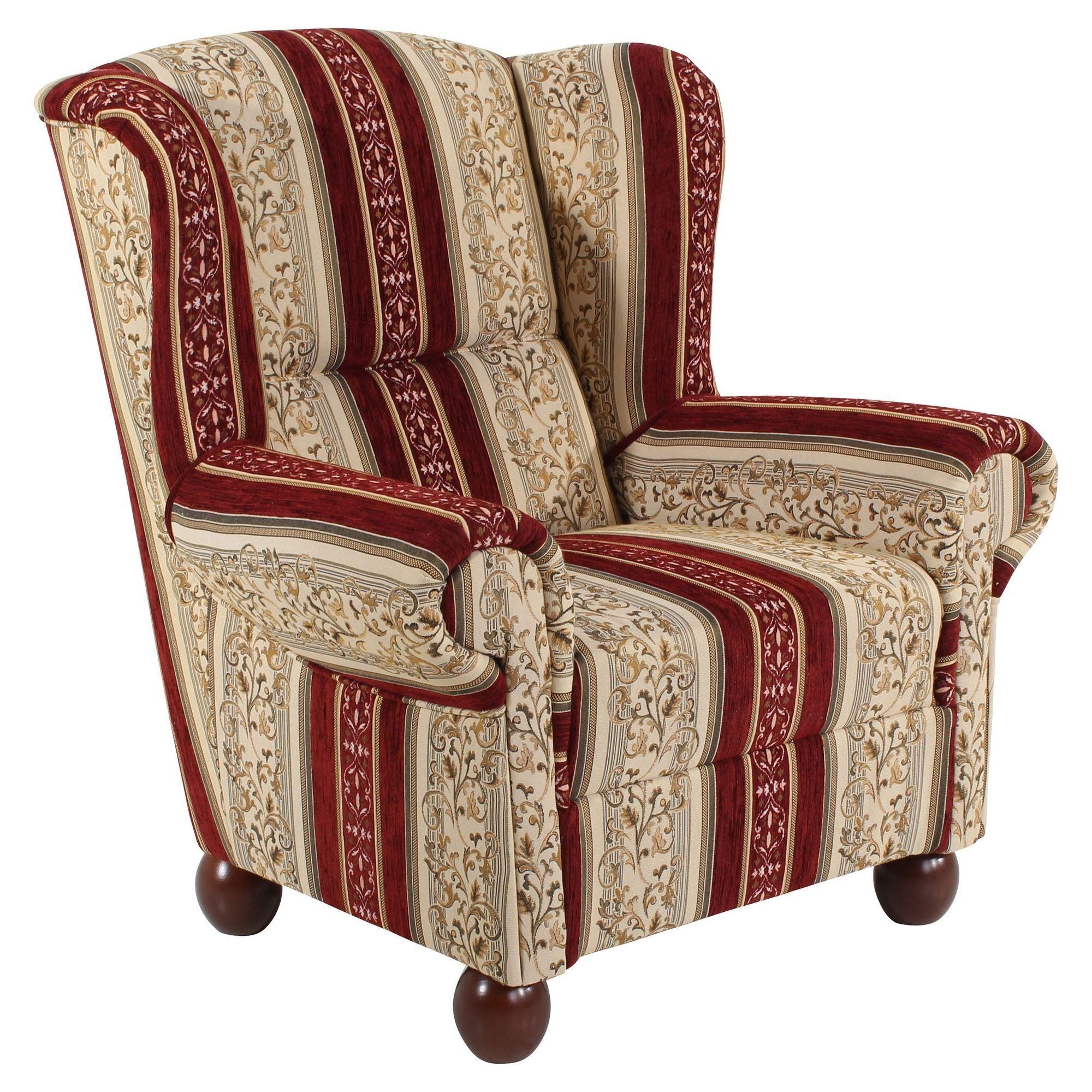 OHRENBACKENSESSEL Kasha Bezug Chenille Buche nussbaum dunkel / rot - Wengefarben/Rot, Kunststoff (93/103/87cm) - 58aufmkessel