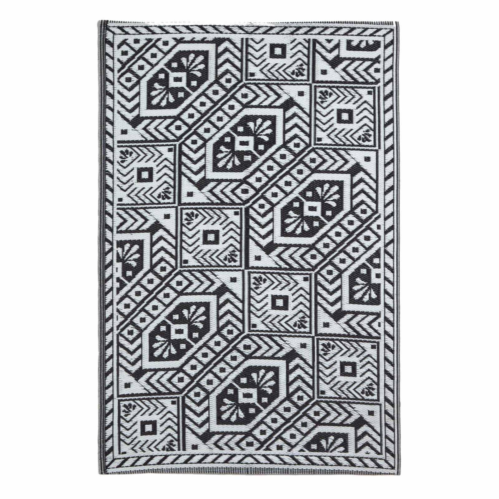 OUTDOORTEPPICH Ethno-Muster 120/180 cm - Schwarz, Kunststoff (122/182cm) - Homescapes