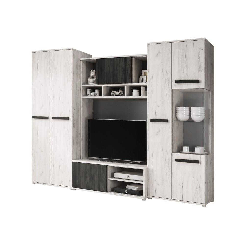 WOHNWAND 4-teilig 280/202/52 cm VIVA ohne LED-Beleuchtung - Weiß, Holzwerkstoff (280/202/52cm) - imoebel24