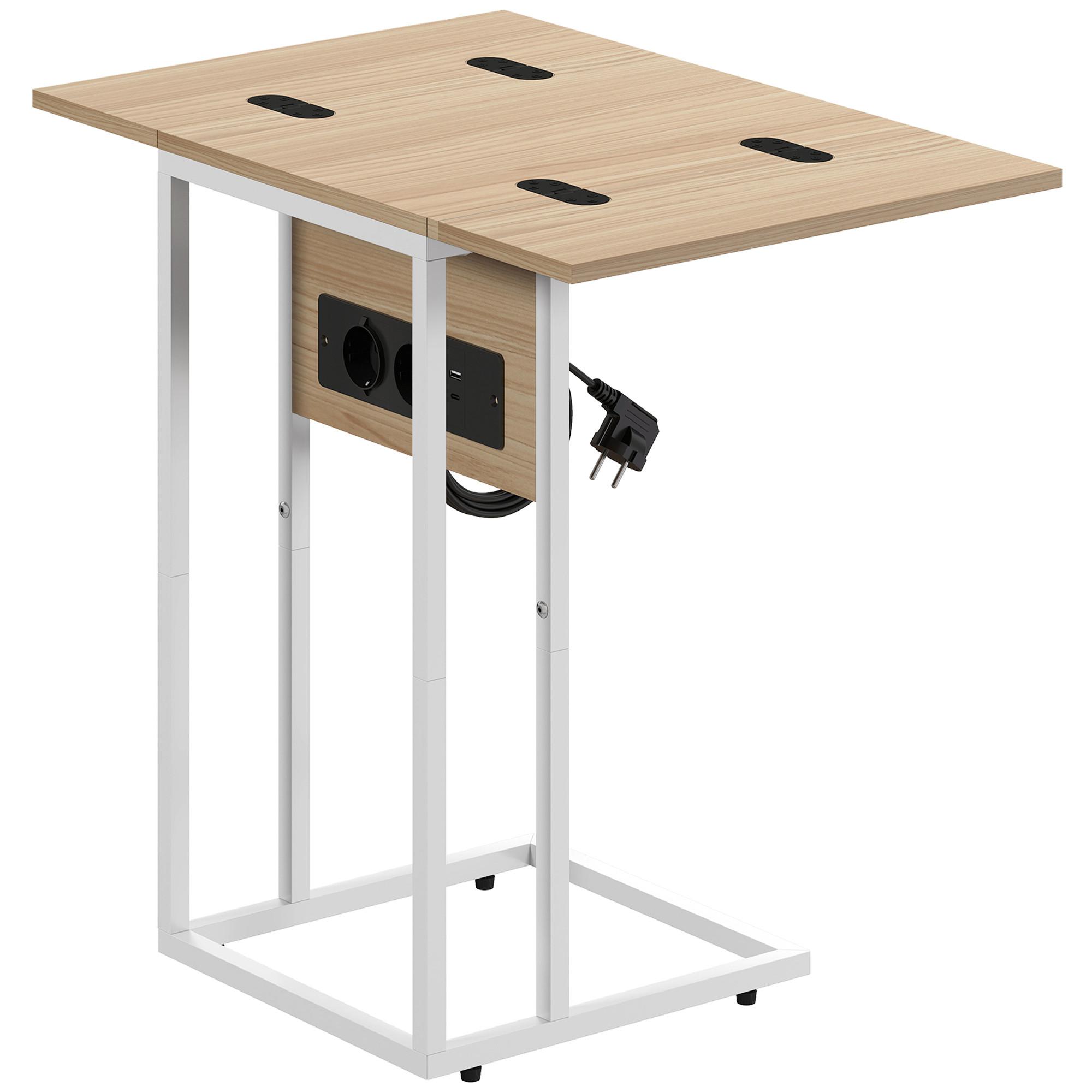 BEISTELLTISCH MDF Metall Naturholz - Beige/Naturfarben, Holzwerkstoff/Metall (39/29/57cm) - HOMCOM