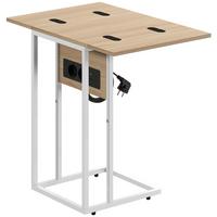 BEISTELLTISCH MDF Metall Naturholz - Beige/Naturfarben, Holzwerkstoff/Metall (39/29/57cm) - HOMCOM