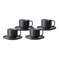 KAFFEETASSEN MIT UNTERTASSEN Jasper Schwarz 240 ml 4er Set - Schwarz, Keramik (15/9/15cm) - Ritzenhoff Breker
