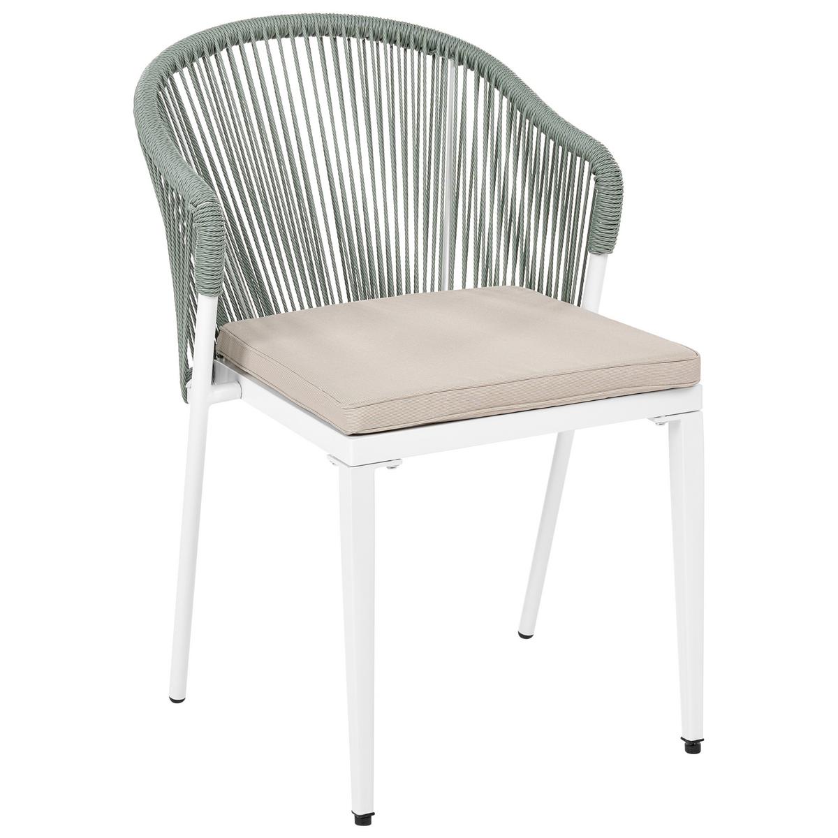 STUHL 2er-Set und Sitzkissen Metall Grün Paranea - Beige/Weiß, Metall (46/80/47cm) - Beliani