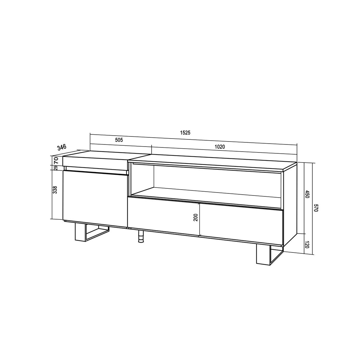 LOWBOARD, Zementgrau, 150/35/57cm - Hellgrau, Holzwerkstoff (150/57/35cm) - Skraut Home