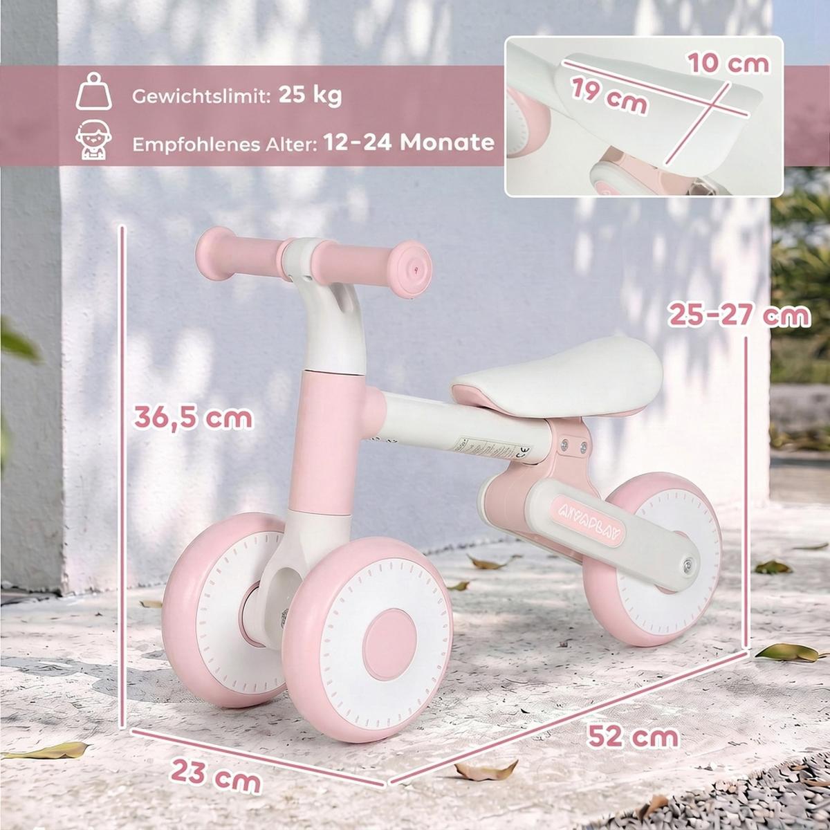 KINDER-LAUFRAD Stahl EVA Rosa - Rosa, Metall (52/23/36.5cm) - AIYAPLAY