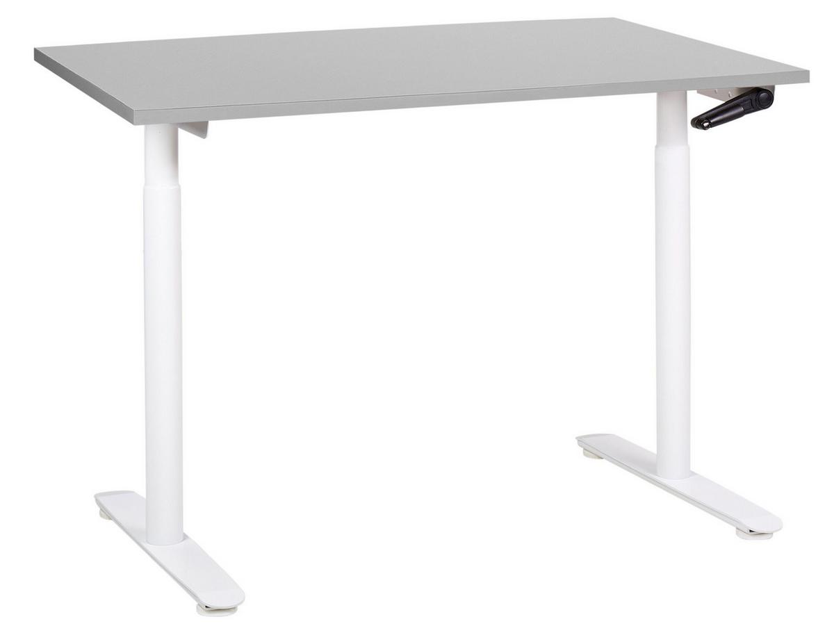 SCHREIBTISCH grauweiß 120/72 cm manuell höhenverstellbar Destin IV - Weiß/Grau, Holz (72/120/74cm) - Beliani