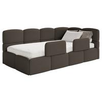 JUGENDBETT Cloudy rechts mit Rausfallschutz Bouclé Braun - Braun, Kunststoff/Textil (90/200cm) - Selsey