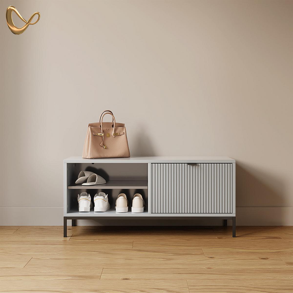 SCHUHSCHRANK Aterno Grau 100 x 45 cm mit Klapptür - Grau, Holzwerkstoff (100/45/40cm) - Livinity®