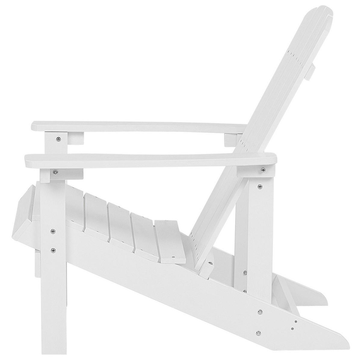 GARTENSTUHL mit Fußhocker Kunstholz weiß Adirondack - Weiß, Kunststoff (75/88/88cm) - Beliani
