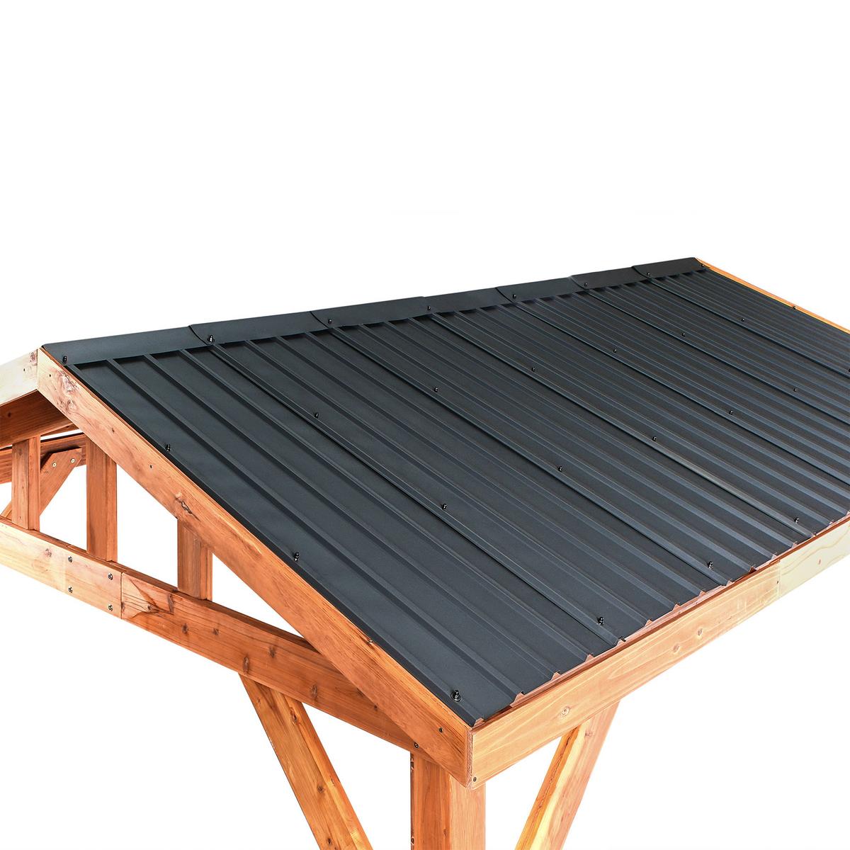 PAVILLON Tannenholz 296/350 cm Braun/Grau Secchia - Dunkelgrau/Braun, Holz (296/256/350cm) - Beliani