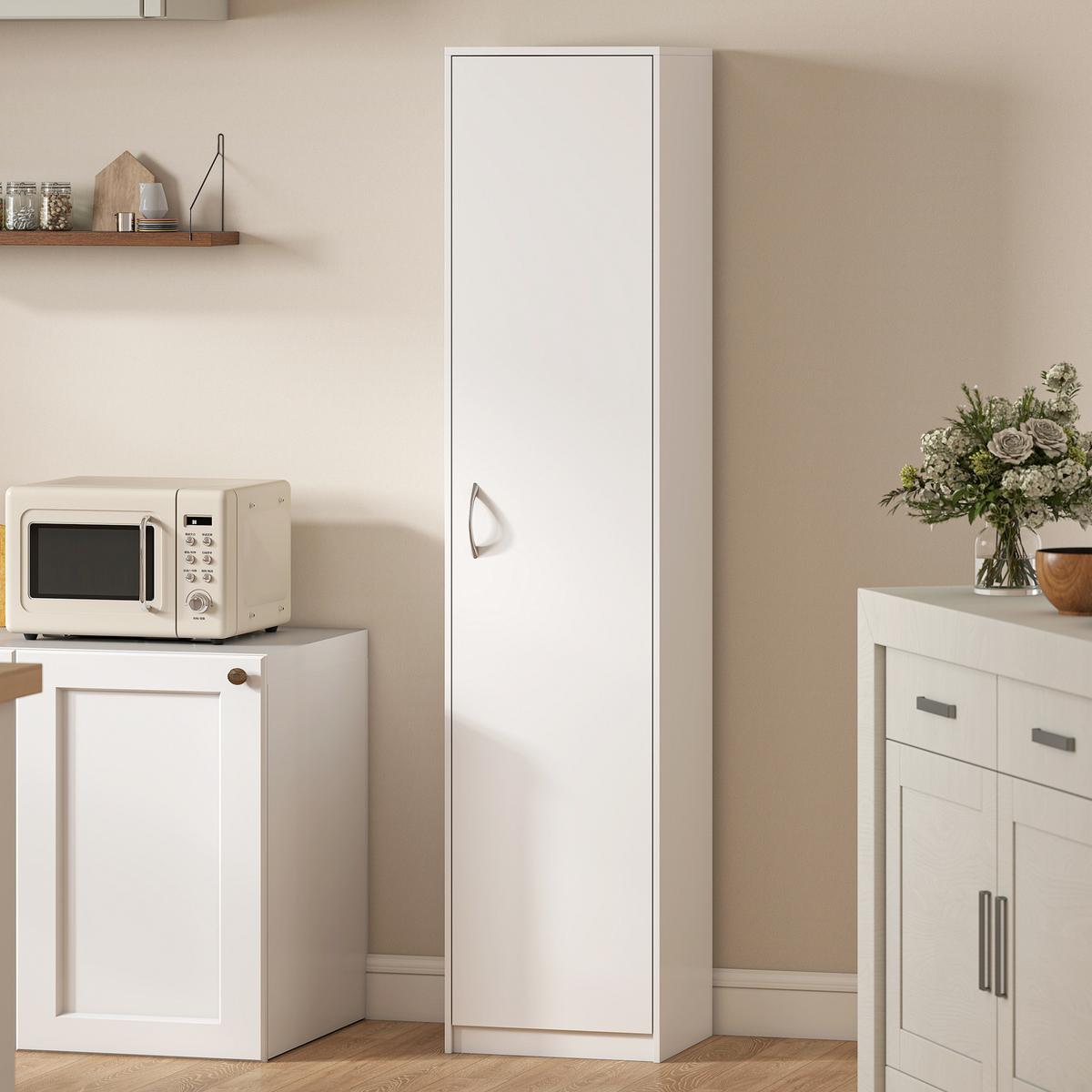 KÜCHENSCHRANK Spanplatte Weiß - Alufarben/Weiß, Holzwerkstoff/Metall (35/180/40cm) - HOMCOM