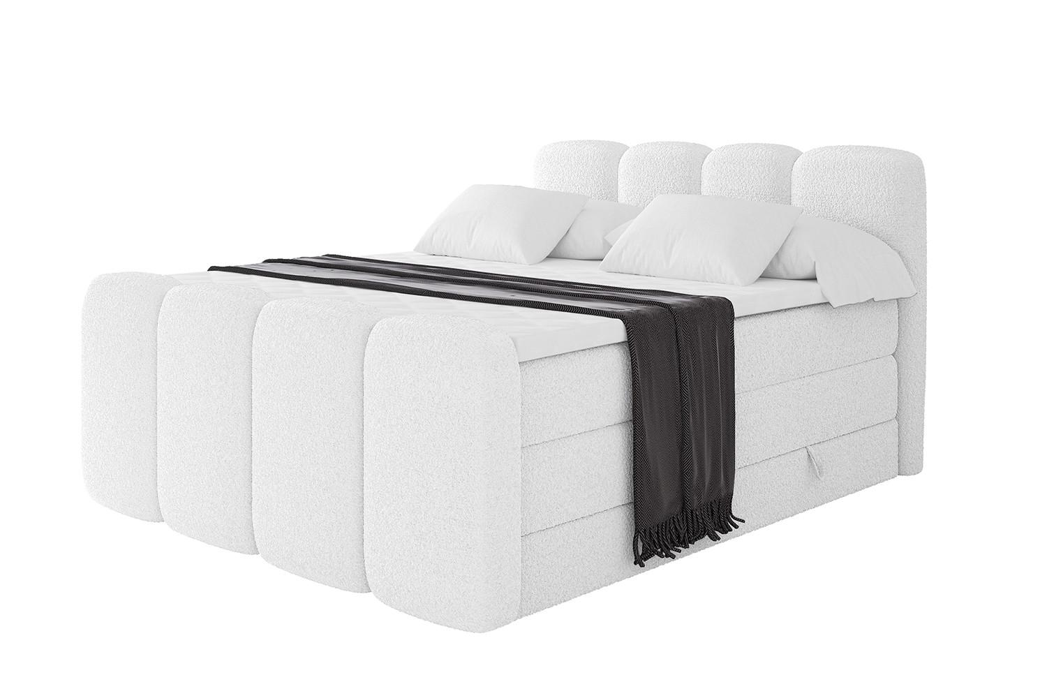 BOXBETT mit Matratze H3|H4 und Lattenrost - NINA-Z KING - 180x200 cm Quelle - Weiß - Weiß, Holzwerkstoff (180/200cm)