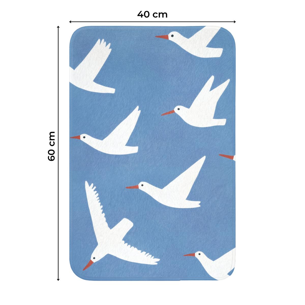 WC-VORLEGER Vögel - Weiß - Muster WC Teppich 40x60 cm - Blau, Textil (40/1cm) - OnlyWow