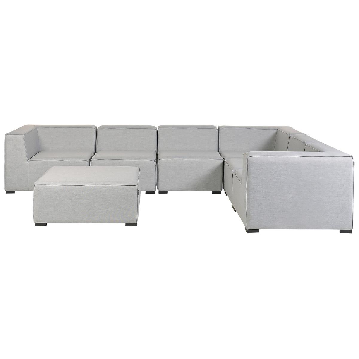 LOUNGE SET 7-Sitzer hellgrau linksseitig modular Arezzo - Hellgrau, Textil - Beliani