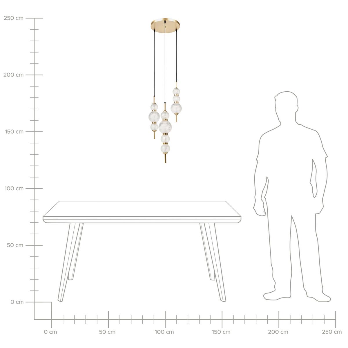 HÄNGELEUCHTE Gold Aras - Transparent/Goldfarben, Glas (30/30/130cm) - Beliani