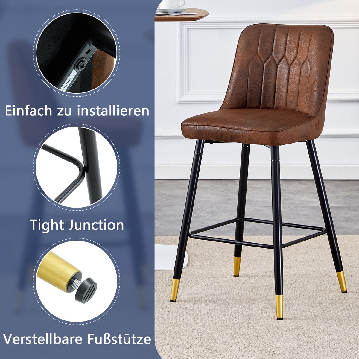 BARHOCKER 2er set stoff metall mit fußstütze - Braun, Textil (42/100/45cm) - Urban Meuble